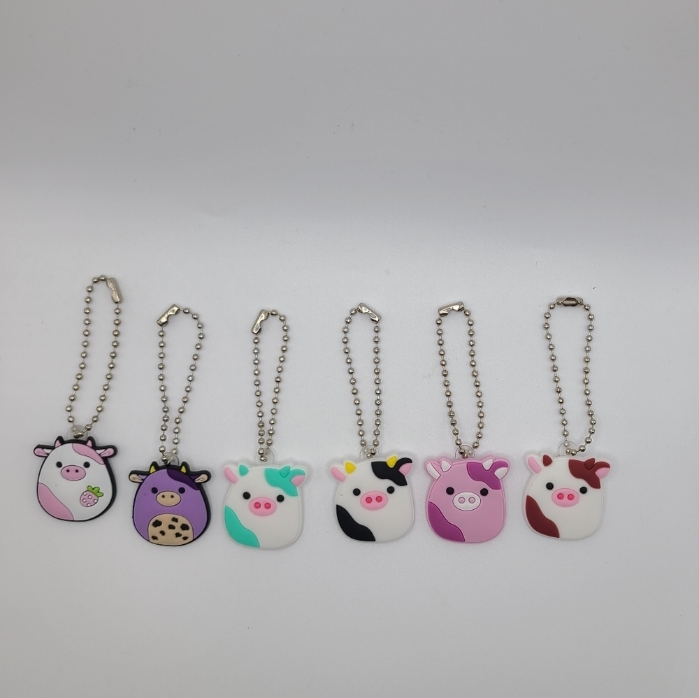 Squishmallow cow keychain lot